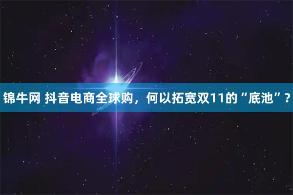 锦牛网 抖音电商全球购，何以拓宽双11的“底池”？